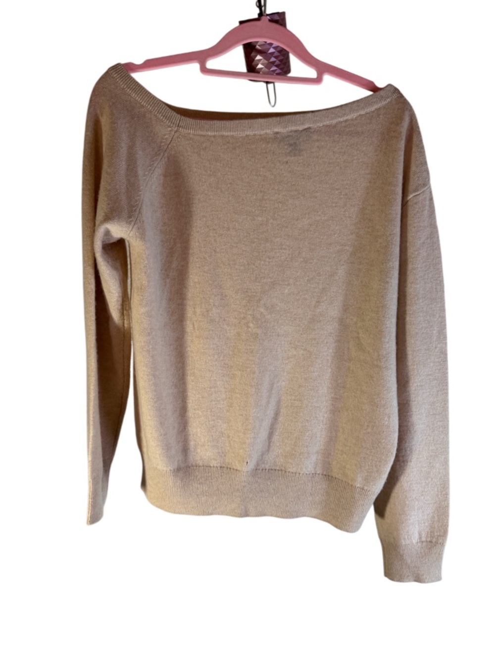 Saks Fifth Avenue 100% Cashmere Off-The-Shoulder Sweater - Tan - Medium - Picture 3 of 8